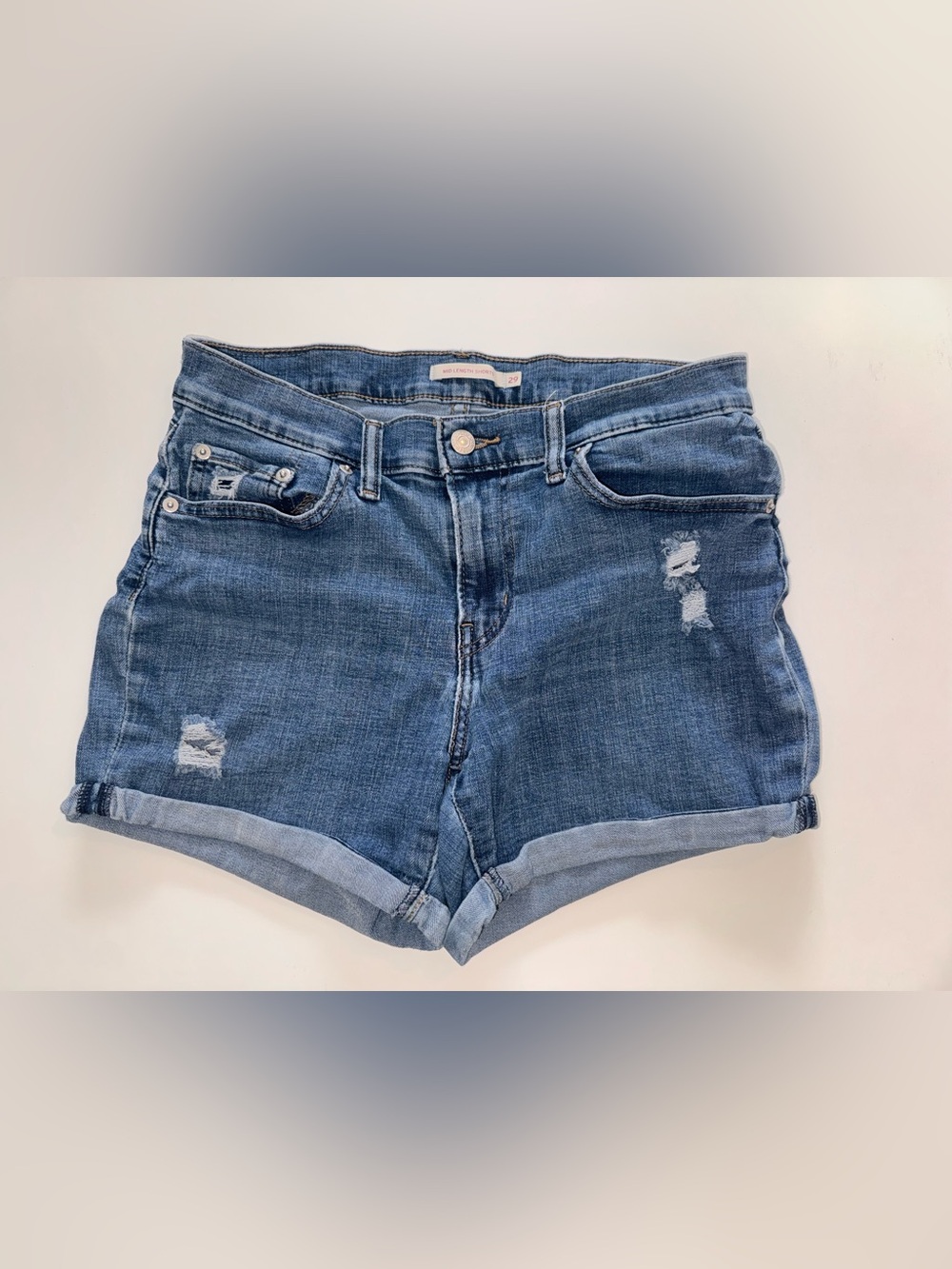 Levi's Mid Length Denim Rolled Hem Shorts W29
